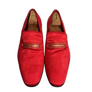 Dolce Vita Red Gold Textured Metallic Loafer Rectangular Bit Smoking Loafers 12